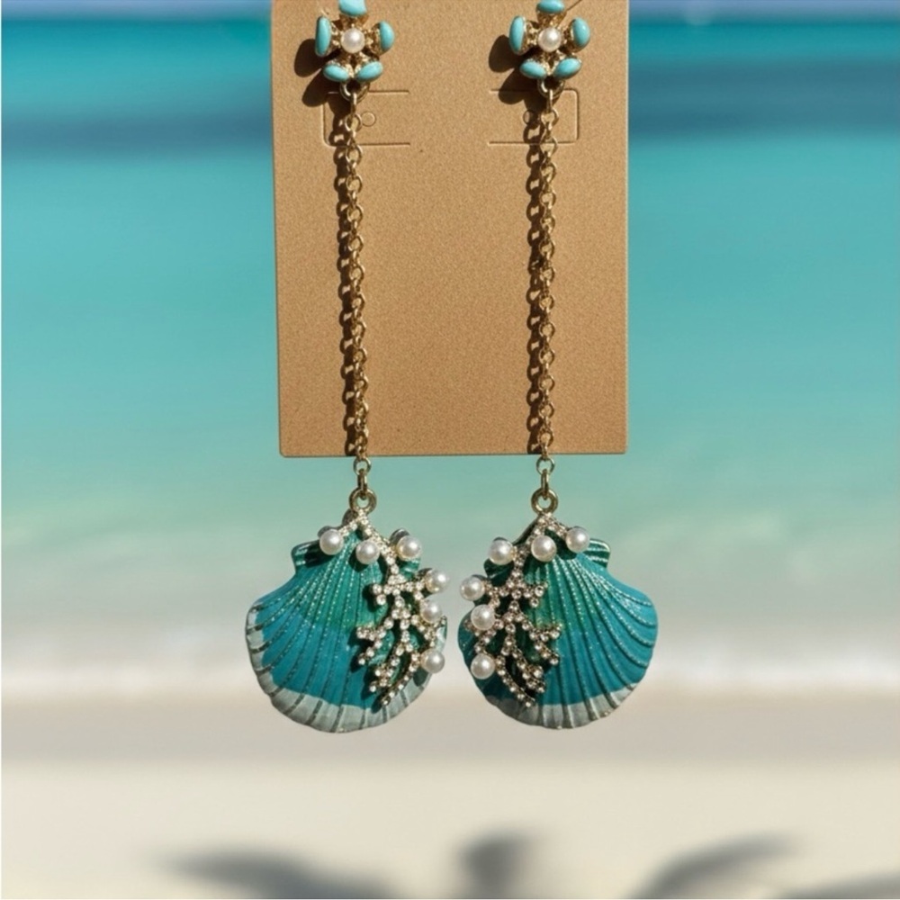 MISSING STONES Betsey Johnson Turquoise and Gold Shell Earrings